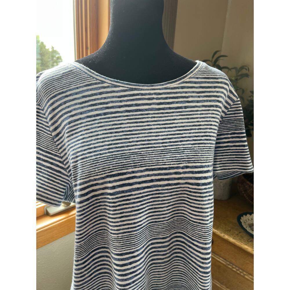 Studio Works short sleeve blue stripe Tee, women's size L
